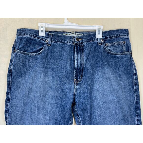 Harley Davidson Men's Original Jeans Denim Blue Dark Wash Straight Leg 42x34 - Picture 2 of 13